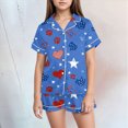 thumbnail image 2 of Kaprioy My First 4th of July Baby Girl Outfit Girls 2PCS Pajama Sets Button Down Short Sleeve with Shorts Sleepwear Summer Cute Lounge Outfit Sets for Teens, 2 of 5