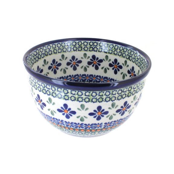 Blue Rose Polish Pottery Mosaic Flower Small Mixing Bowl