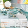 thumbnail image 2 of Abstract Marble Texture Duvet Cover Set King Size, Gold Teal Gradient Art 4 Piece Soft Microfiber Bedding Set with 1 Duvet Cover, 1 Flat Sheet, 2 Pillowcases, 2 of 9