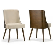 Glamour Home Asma 19.09" Modern Fabric Dining Chairs in Beige/Brown (Set of 2)