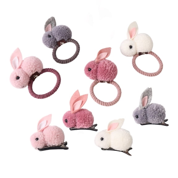 WRITWAA Toddlers Ponytail Holders Bunny Hairpin Hair Holding Elegant Design Accessories 8pcs