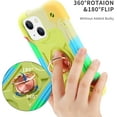 thumbnail image 5 of Compatible with iPhone 14 Case/iPhone 13 Case 6.1 Inch with Built-in 360°Rotating Ring Stand, Military Grade Drop Protection Full Body Rugged Heavy Duty Protective Cover. (Rainbow Green), 5 of 13