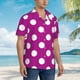 thumbnail image 3 of Balery Purlpe And White Polka Dot Camisas hawaianas de manga corta para hombre, camisas playeras de corte holgado, camisas de vacaciones con botones,Small, 3 of 7