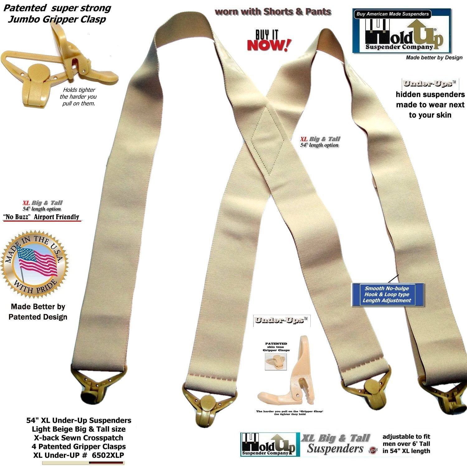 Holdup Suspender Company Inc HoldUps 2" wide Undergarment XL