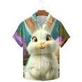 thumbnail image 2 of Idoravan Easter Shirts for Men Button Down Rabbit Print T-Shirt Men's Casual And Fashionable Easter Printed Short Sleeved Button Up Collared Shirt Top, 2 of 5