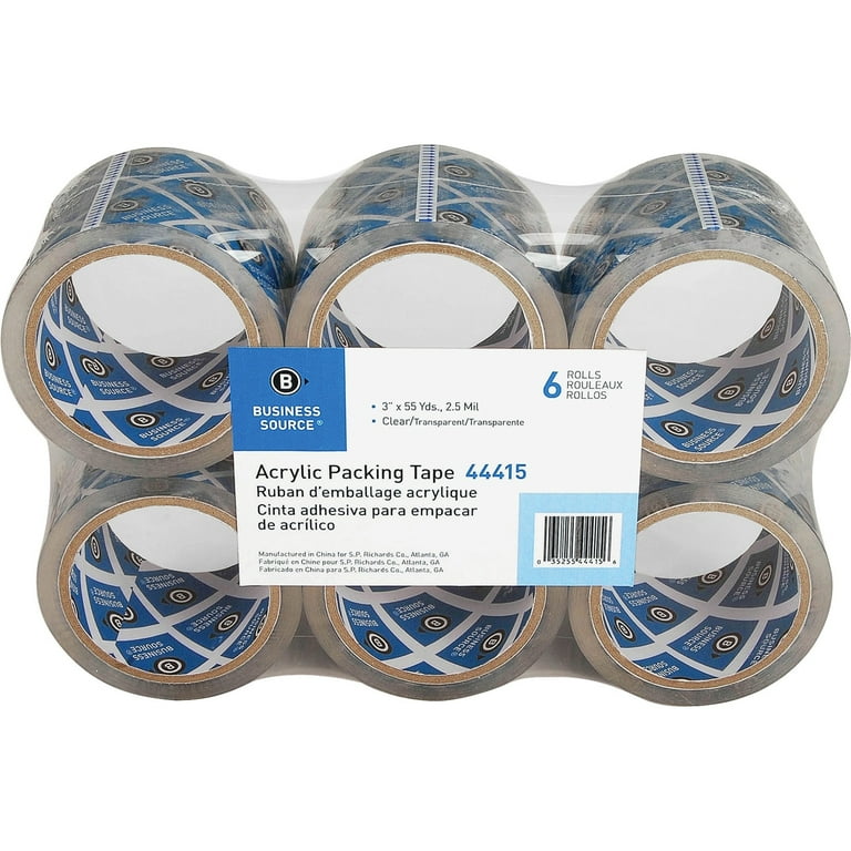Business Source Acrylic Packing Tape - 55 yd Length x 3 Business Source Acrylic Packing Tape - 55 yd Length x 3