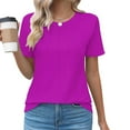 thumbnail image 2 of ZyeKqe Womens Tops Casual Summer Round Neck Short Sleeve Basic Tunics Pleated Loose Fitted Plain Shirts, 2 of 4