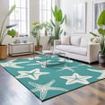 thumbnail image 3 of Rectangle Area Rugs 3 x 5 Ft, Turquoise Starfish Coastal Non-Slip Residential Carpet, Nautical Summer Ocean Abstract Art Indoor Crawling Mats Runner Rugs for Living Room/Dining Room/Bedroom, 3 of 9
