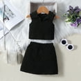 thumbnail image 4 of Girls Spring Outfits Toddler Kids Baby Sleeveless T Shirt Tops Skirts 2Pcs Outfits Clothes Cotton Set Kids Clothes Girls Black 2 Years-3 Years, 4 of 4