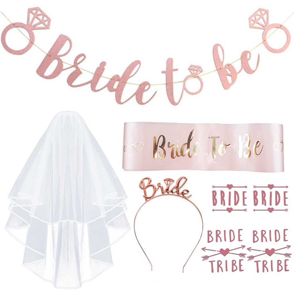 Bride To Be WHITE Sash Veil Hen Night Bachelorette Party Supplies US 