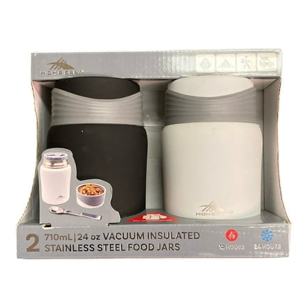High Sierra 2-Pack Vacuum Insulated Stainless Steel Food Jars  24 oz. (Black and White)