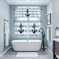 thumbnail image 4 of Navy Blue Anchor Kitchen Curtains Valances and Tiers Set of 3 Blue Striped Tier Curtains and Valance with Rod Pocket for Small Windows, 27.5"x36", 4 of 9