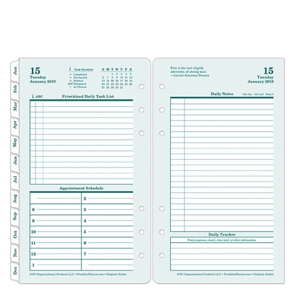Franklin Covey Pocket - Pocket Original Daily Ring-bound Planner - Jan 2019 - Dec 2019