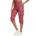 thumbnail image 2 of LEBONYARD Linen Wide Leg Pants Women Cool Summer,Capris Womens Pants with Pockets Loose Casual Dressy Lightweight Ladies Baggy Cargo Shorts Capris for Hiking Pink XXXL, 2 of 9