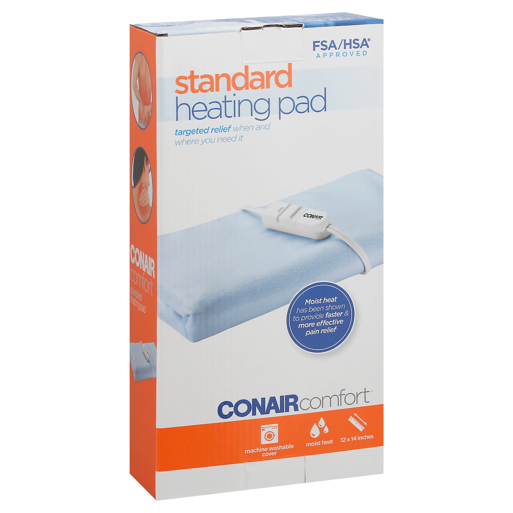 Conair Comfort Moist/Dry Heating Pad for Back Pain Relief, Heating Pad for Neck and Shoulder, Menstrual Heating Pad for Cramps, Standard Size 12 inch x 14 inch