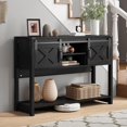 thumbnail image 5 of RoyalCraft Farmhouse Console Table with Storage, 46" Entryway Table with Sliding Barn Door, Narrow Long Sofa Table, Behind Couch Table for Living Room, Entryway, Foyer, Black, 5 of 9