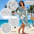 thumbnail image 6 of Xoenoiee Boho Mandala Print Swimsuit Cover Up Plus Size Caftans Beach Cover Up Maxi Beach Dress Vneck Batwing Sleeve Kaftan Dresses for Women, 6 of 7