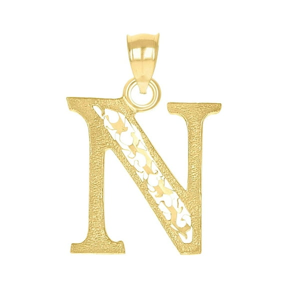 10k Gold Dc Mens Letter N Height 22.9mm X Width 14.8mm Initial Charm Pendant Necklace for Men