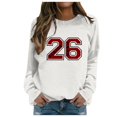 thumbnail image 1 of Chandails pour Femmes Basiques Chandail d'Automne avec Imprimé Lettre Col Rond Superposition Confort Blanc m, 1 of 7