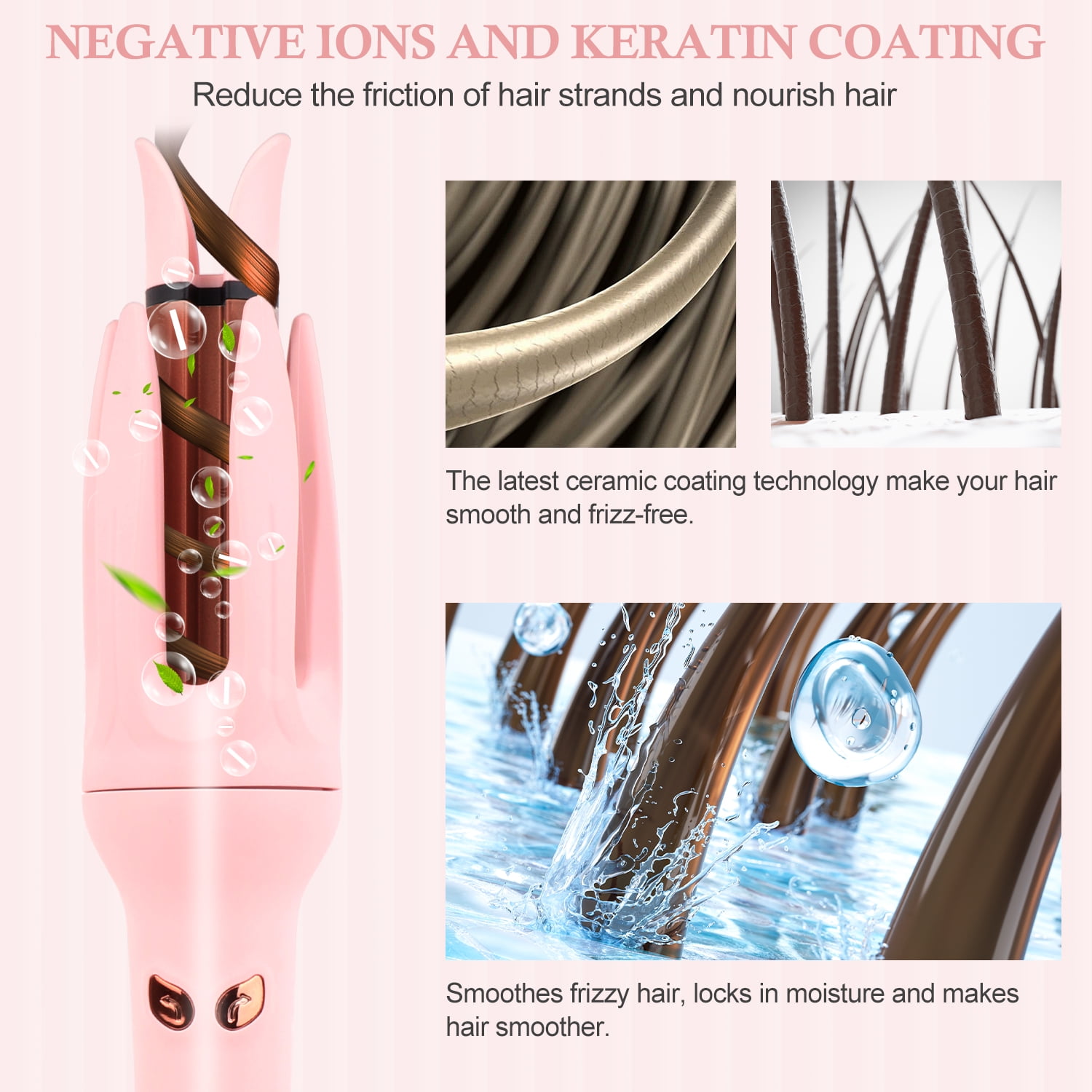 Automatic Hair Curler with 1" Rotating Barrel Professional Anti-tangled Ceramic Curling Irons with 4 Temps and Timers