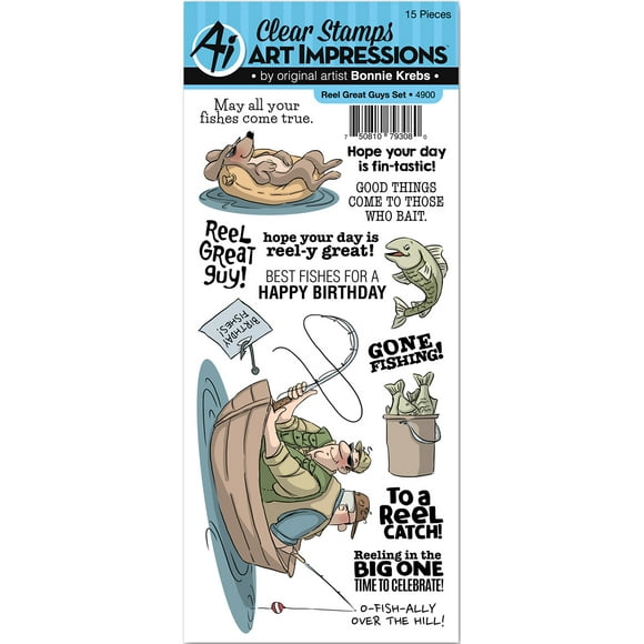 Art Impressions Work & Play Clear Stamp Set-Reel Great Guys