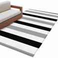 thumbnail image 2 of Black Gray Striped 3'x5' Washable Rug, Farmhouse Stripe Art Non-Slip Area Rugs for Entryway Kitchen Classroom, StainResistant Dorm Throw Carpet, Low Pile Soft Indoor Floor Mat, 2 of 9