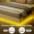 thumbnail image 5 of VanAcc King Size Wood Floating Bed Frame with Headboard & LED Light, Wooden Platform Bed Frame with Slats Support, Easy Assembly, White Birch, 5 of 8