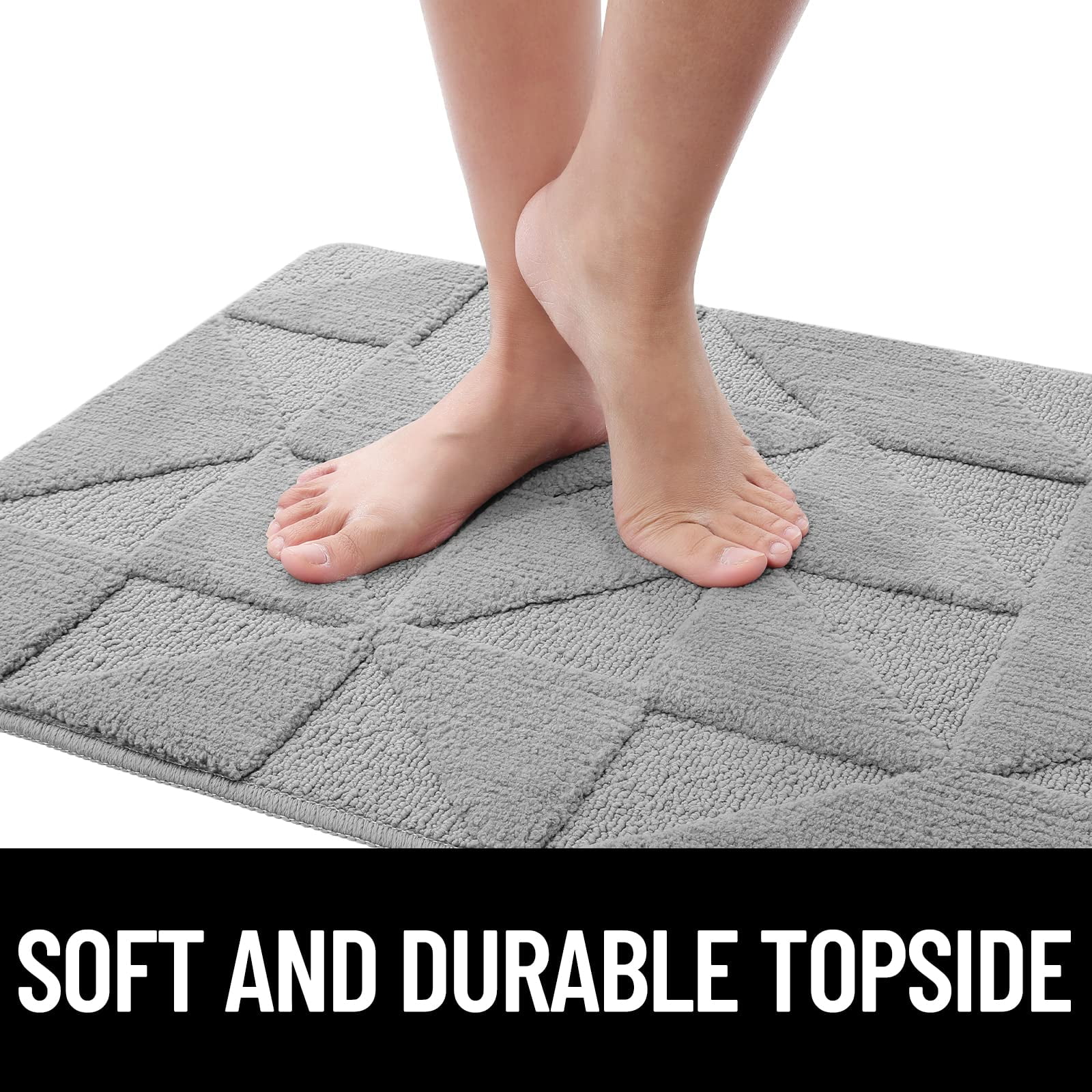 Buganda Indoor Doormats, Absorbent Trapper Dirt Door Mats, Non Slip Low Profile Inside Doormats for Entryway, 20x32, Grey