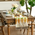 thumbnail image 3 of shiyou-Carrot Bunny Rabbit Happy Easter Table Runner,Seasonal Spring Flowers Kitchen Dining Table Runner for Home Party Decor 13x72 Inch, 3 of 4