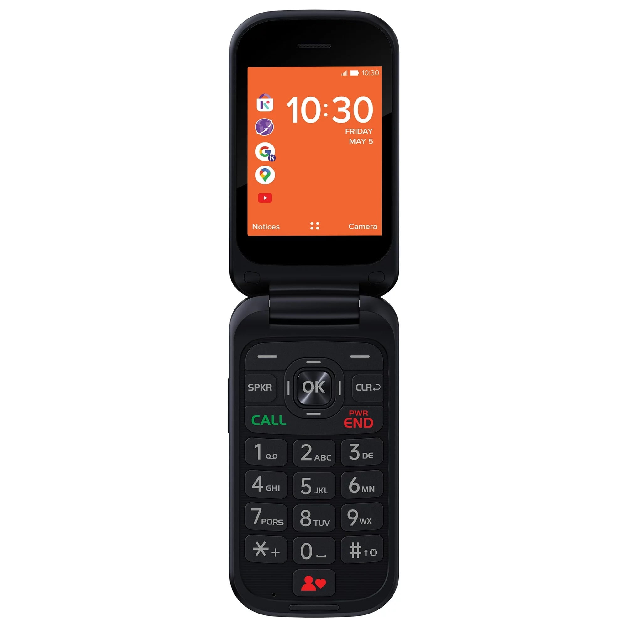 Open Box Consumer Cellular Iris 8GB Black Flip Phone 4G LTE 5 (MP) Megapixels