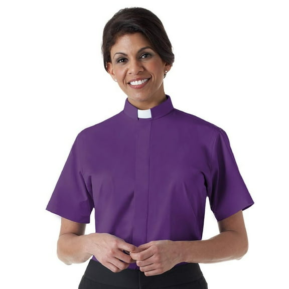 Clerical Shirt-Women-Short Sleeve Tab Collar-Size 10-Church Purple