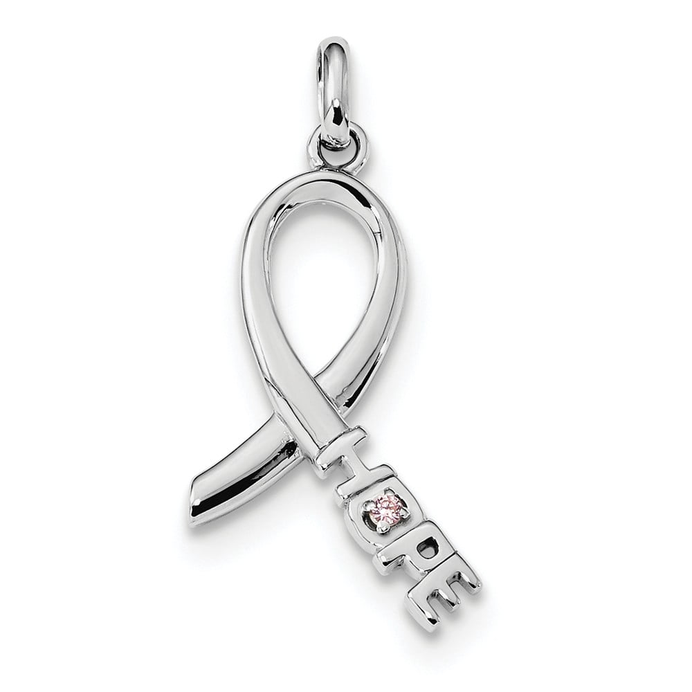 Sterling Silver CZ Ribbon Charm Sterling Silver CZ Ribbon Charm