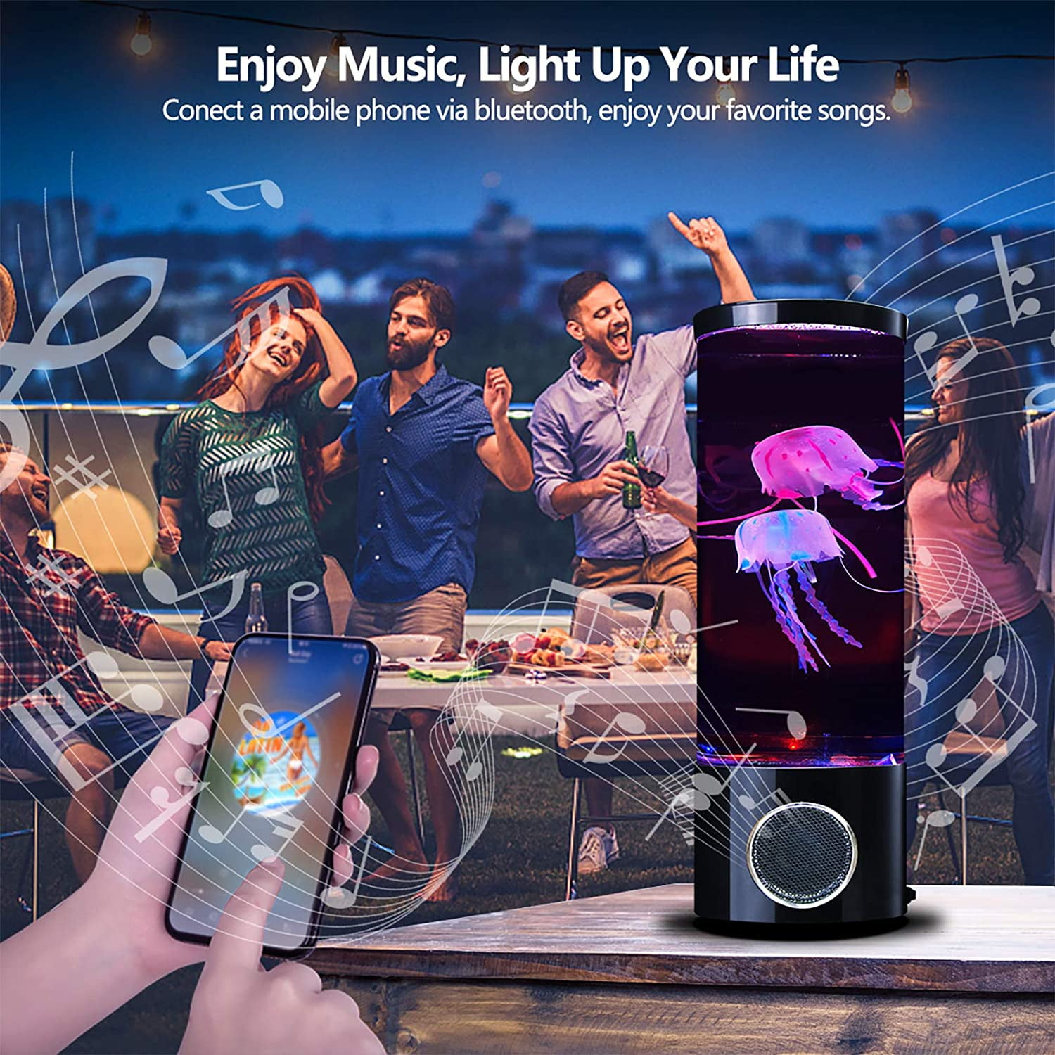 Buy Jellyfish Lava Lamp Bluetooth Speaker Aquarium Night Light MultiColor Changing with 2