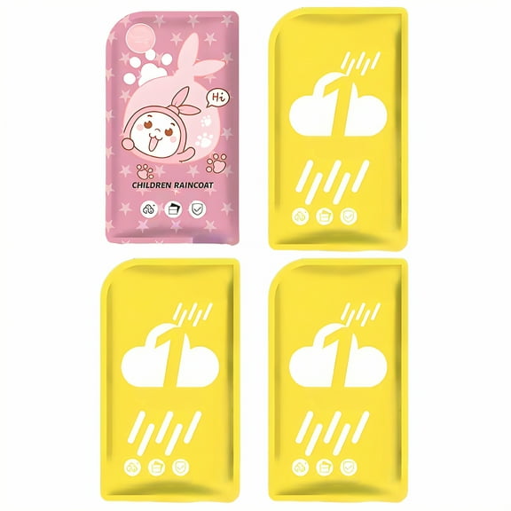 TELOLY 4Pcs Rain Ponchos for Adults,Pocket-Sized Storage Rain Poncho,Car-Stash Convenience Rain Coats for Men,Style1