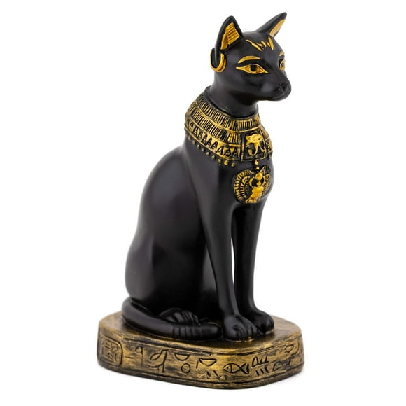 Top Collection Mini Egyptian Bastet Statue - Hand Painted Cat Goddess of Music, Dance, and Fertility Sculpture with Gold Accents-3-Inch Collectible Daughter of The Sun God Ra Figurine