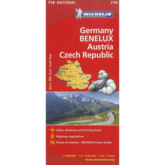 Michelin germany, benelux, austria, czech republic road and tourist map - folded map: 9782067170919