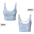 thumbnail image 5 of Haiem White Bule Glitter Pattern Womens Sports Bra - U Neck Padded Low Impact Yoga Bra Workout Crop Top Gym Moisture-Wicking Workout Vest -XX-Large, 5 of 9