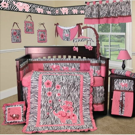 Sisi Baby Bedding Pink Zebra Crib Nursery Bedding Set 13 Pieces