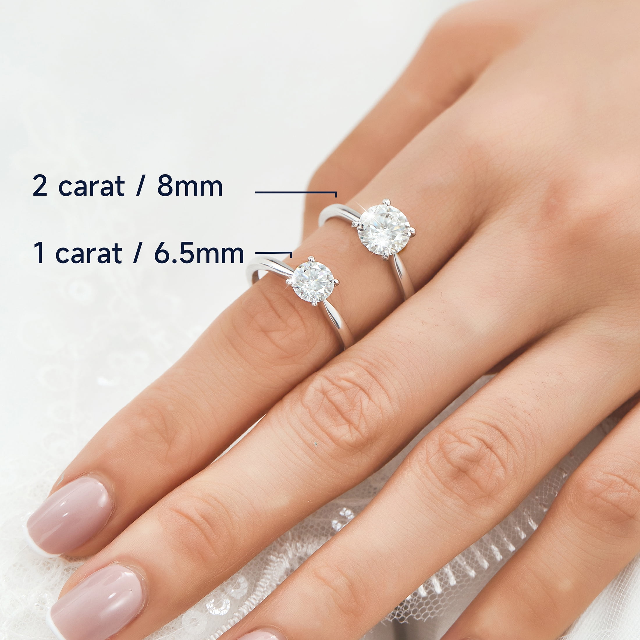 Momentwish 1 Carat Moissanite Engagement Ring for Women - Simulated Diamond Wedding Rings Sterling Silver Valentine's Day Gift Size7