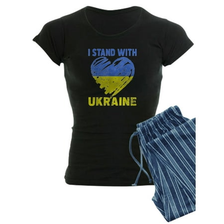 

CafePress - Ukrainian Lover I Stand With Ukraine Heart Pajamas - Women s Dark Pajamas