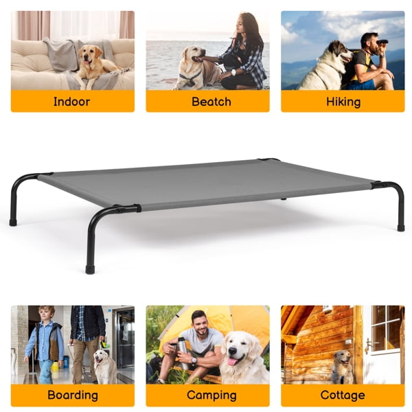 Alvantor Cooling Elevated Dog Bed with Breathable Mesh and Steel Frame, Light Gray, Large, 50 x 31 x 8 in