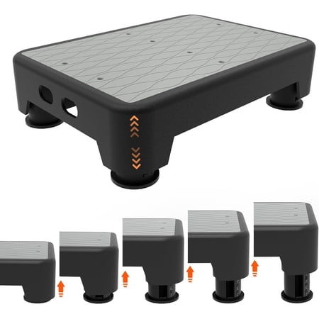 5-Level Adjustable Step Stool, 700 LBS Capacity Safety Bed Step for Seniors, Exercise Setp Platform, Portable Stair Assist for Elderly, Wide Step up for Kitchen, Car, Bedside & Shower, Grey