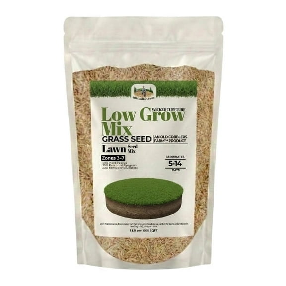 Old Cobblers Farm™ Wicked Tuff Turf Low Grow Mix – Low-Maintenance Grass Seed for Reduced Mowing, Dense Green Coverage & Fast Establishment (5 lbs | 10 lbs | 15 lbs | 20 lbs) (5lbs)
