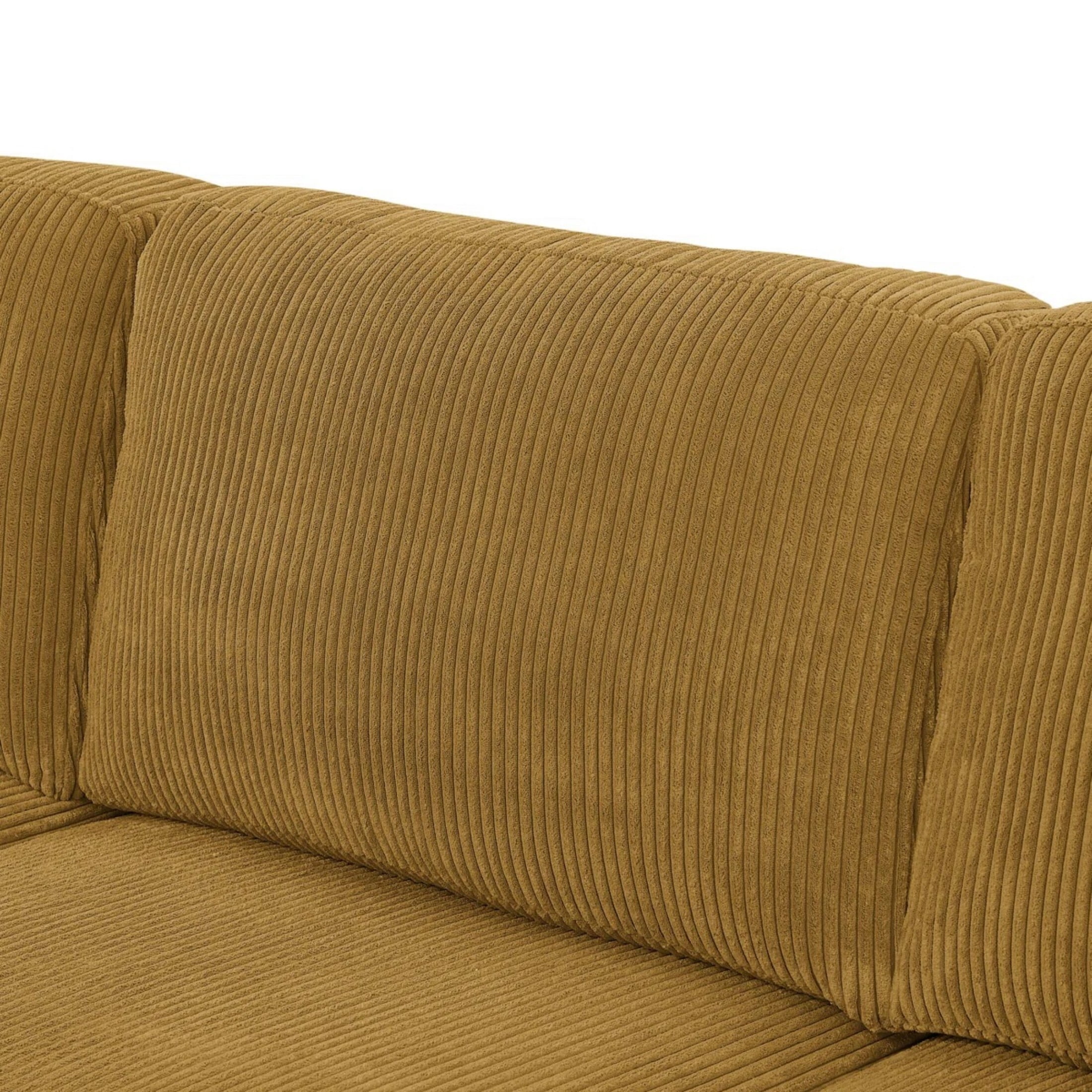 92.5" Mustard Yellow Corduroy L-Shape Sectional Sofa with Chaise