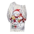 thumbnail image 5 of Vestido corto de manga larga con estampado de copos de nieve y muñeco de nieve con hombros inclinados para mujer Pompotops  hdfakjf974, 5 of 5