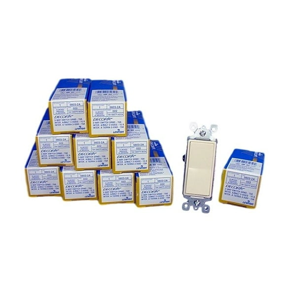 Leviton 5603-2A Almond Decora Three Way Rocker Light Switch 15A (Pack of 10)