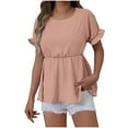 thumbnail image 1 of mfyjkho Tops Para Hacer Ejercicio Para Mujer, Blusa Informal De Verano De Manga Corta Con Cuello Redondo Y Manga Corta De Color Liso Para Mujer Tops Para Salir Para Mujer Xl, 1 of 7