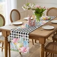 thumbnail image 4 of Spring Easter Flowers Table Runner 70 Inches Long for Kitchen Dining, Farmhouse Floral Black Buffalo Plaid Dresser Scarf Farmhouse, Dining Table Decorations for Wedding/Parties, 13 x 70 In, 4 of 8