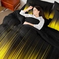 thumbnail image 4 of Manfei Yellow Artwork Abstract Twin Bedding Sets 7-Piece, Chic Stripes Ombre Bedding Comforter Set, Aesthetic Gradient Modern Reversible Sheet Sets, Luxury Bedroom Decor, 4 of 7
