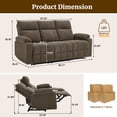 thumbnail image 3 of Korser 3-Seater Manual Recliner Sofa with Cup Holders and Recessed Power Strip,Reclining Couch with Pull-Down Table Reclining Sofa Chair for Living Room,Brown, 3 of 7